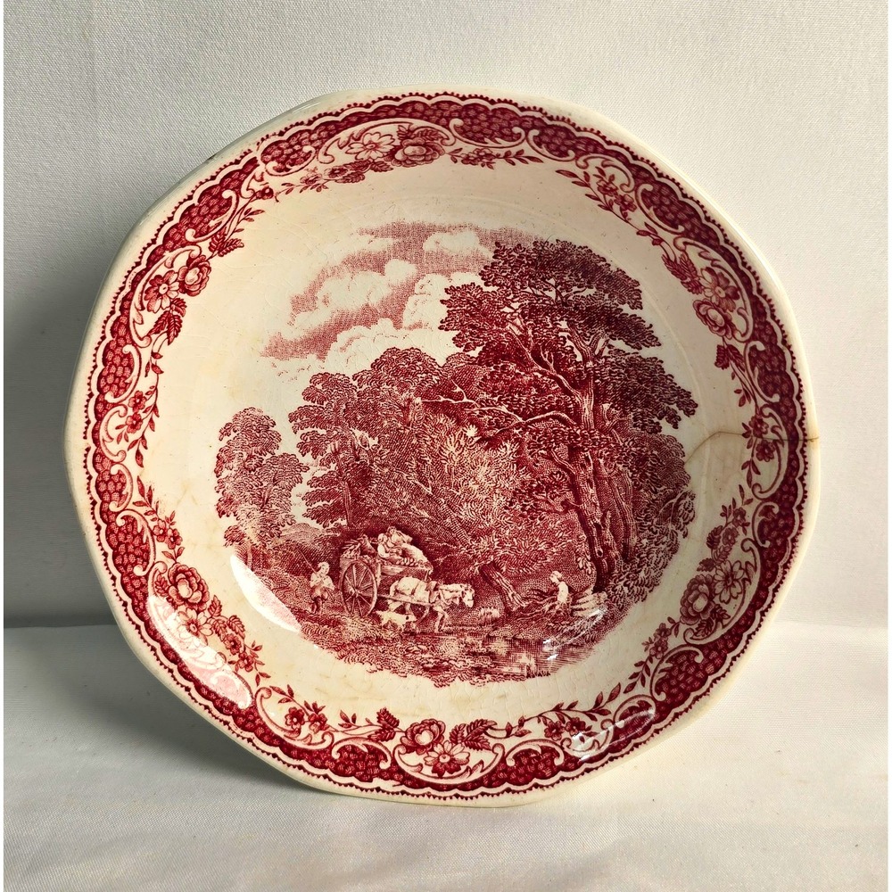 Barker Bros. Ltd. Royal Tudor Ware Olde England Red Transferware Plate England